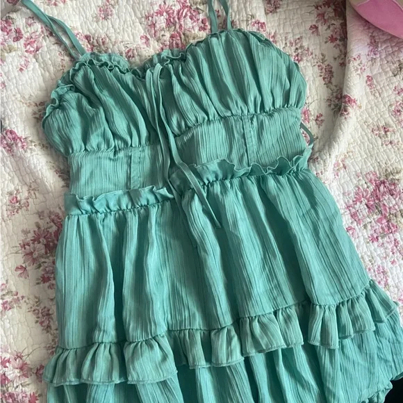 green coquette dress Coquette Floral Green Maxi Dress main image 1